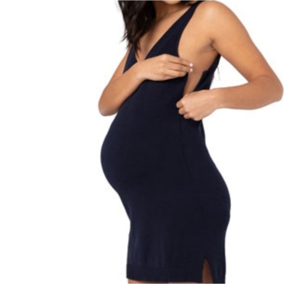 Elegant Blue Sleeveless Legoe Heritage Knit Maternity Dress Size 4-6 Maternity - Picture 9 of 10